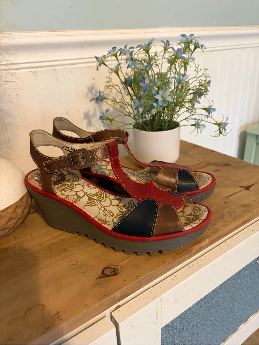 Women’s Multi-Color Leather Wedge Sandals